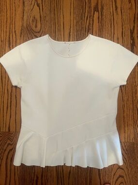 J. Crew White Short-Sleeve Peplum Top